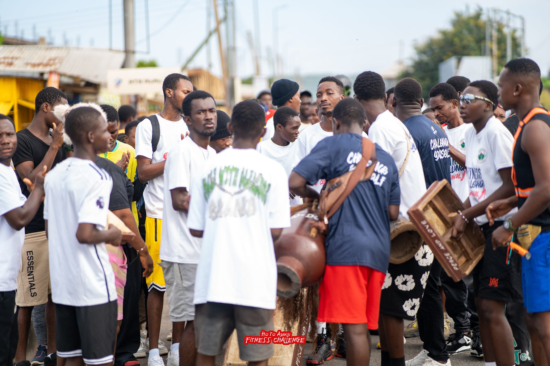 Crowd marching at the start of the Ho to Adaklu Fitness Challenge, Easter 2026