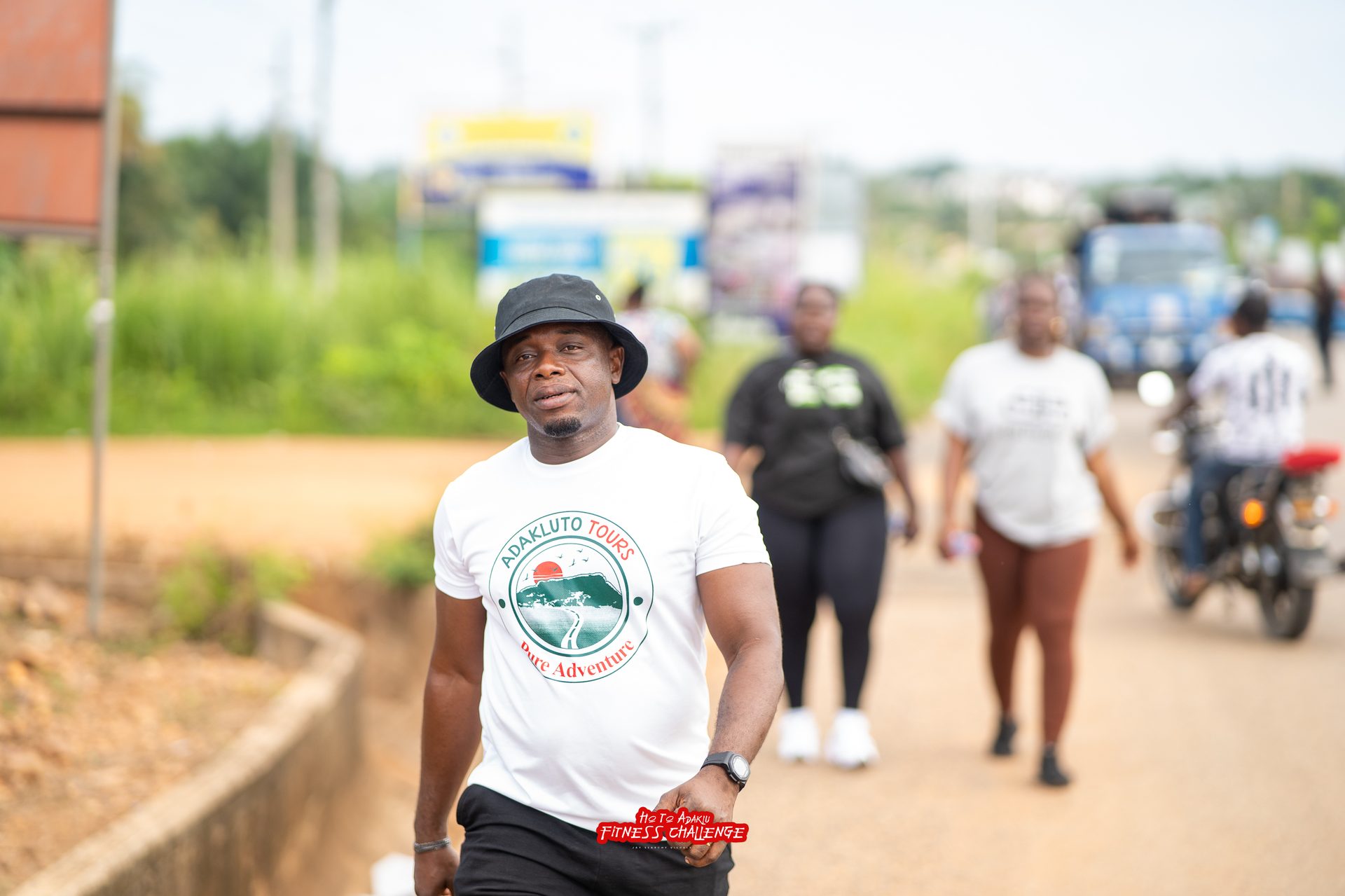 Participants crossing the bridge during the Ho to Adaklu run