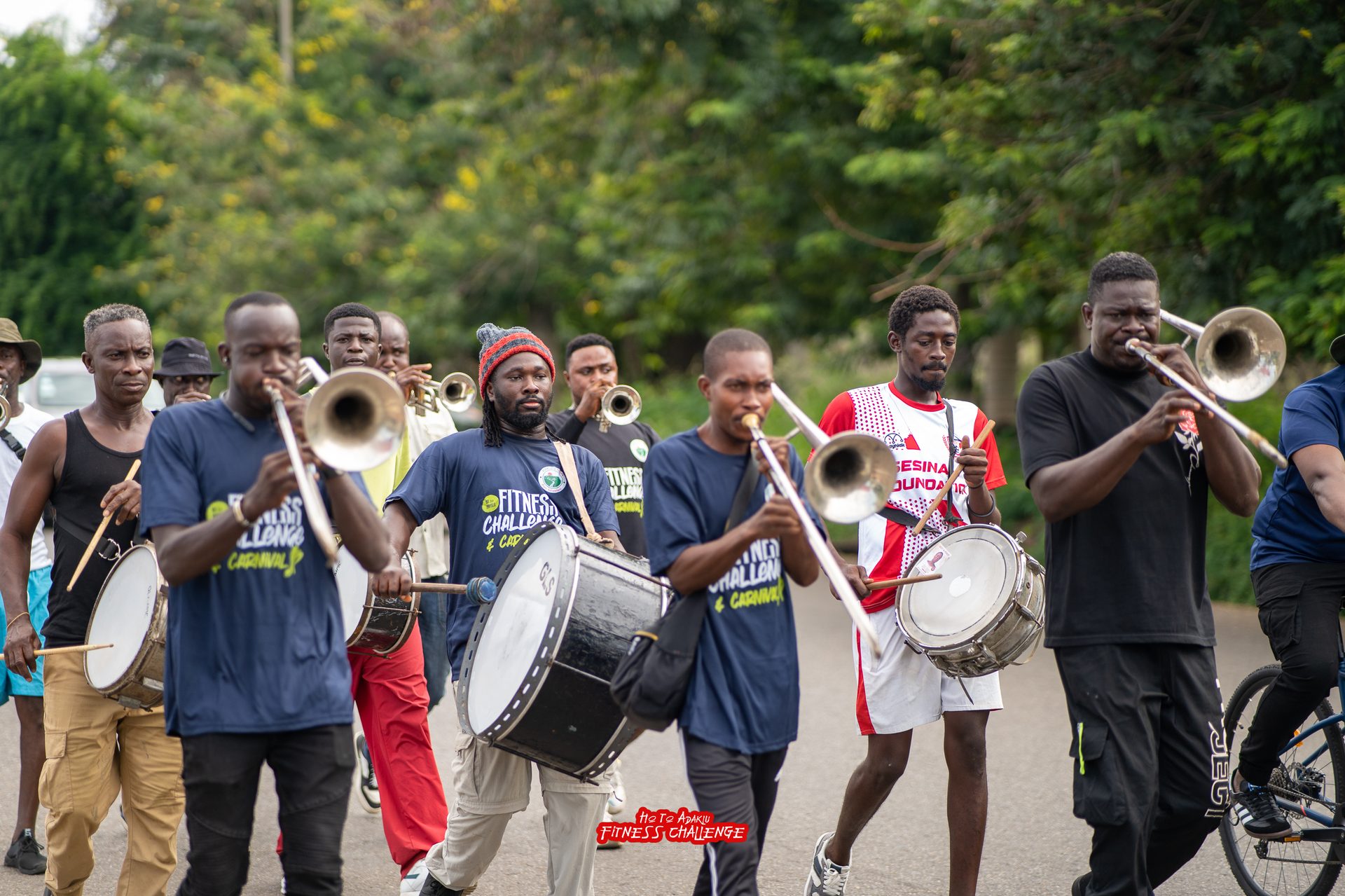 Organisers rallying the crowd at the start line