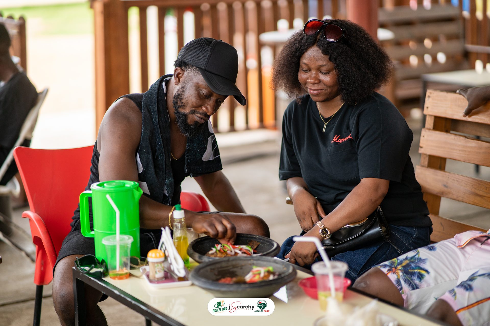 Guests enjoying lunch at Breeze Bar after the hike