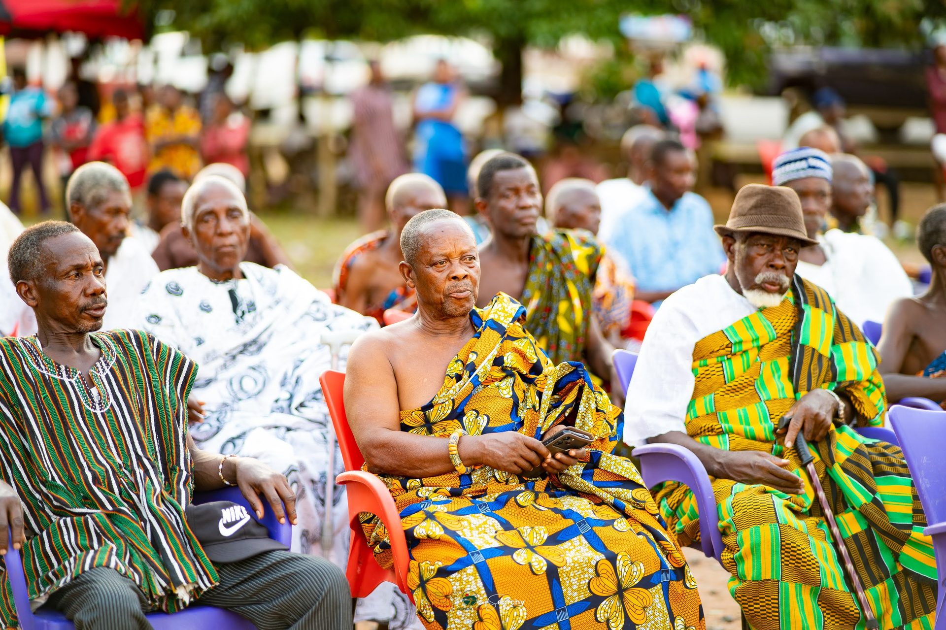 Chiefs and elders of the Adaklu Traditional Area assembled in regalia